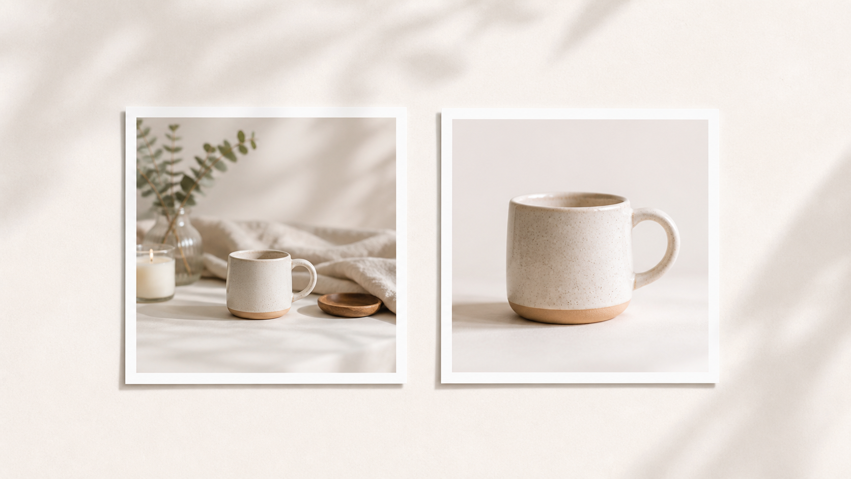 Two Etsy listing thumbnails side by side — busy lifestyle scene where the bracelet is hard to identify (left), tight clean crop where the bracelet is instantly readable (right)