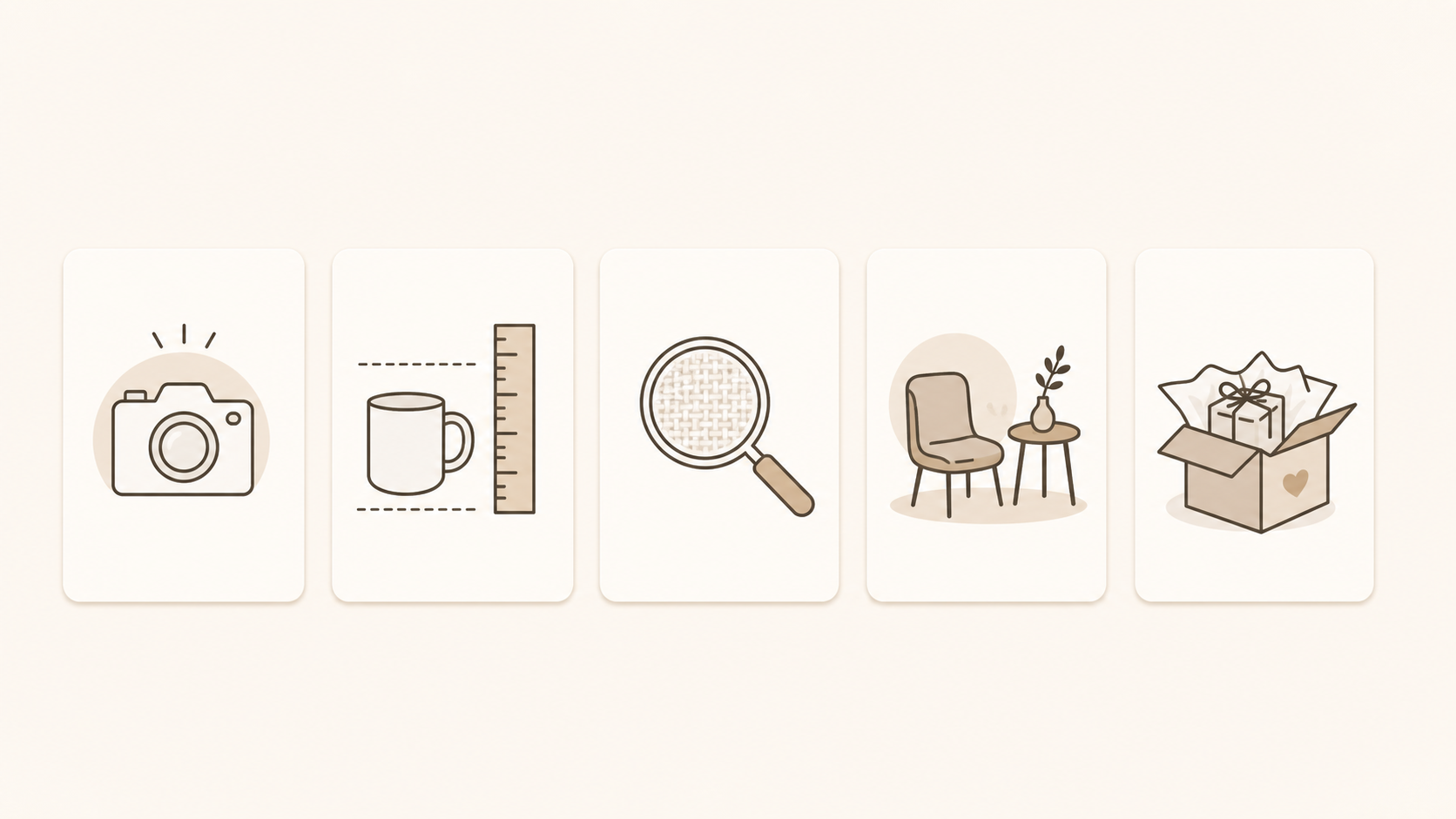 Infographic showing six Etsy listing image types and the buyer question each answers — main image (what is it?), close-up (what quality?), lifestyle (how do I use it?), scale (how big?), packaging (what arrives?), variation (which option?)